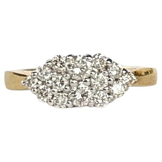 Bague vintage à panneaux en or 18 carats et diamants