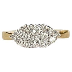 Vintage Diamond and 18 Carat Gold Cluster Panel Ring