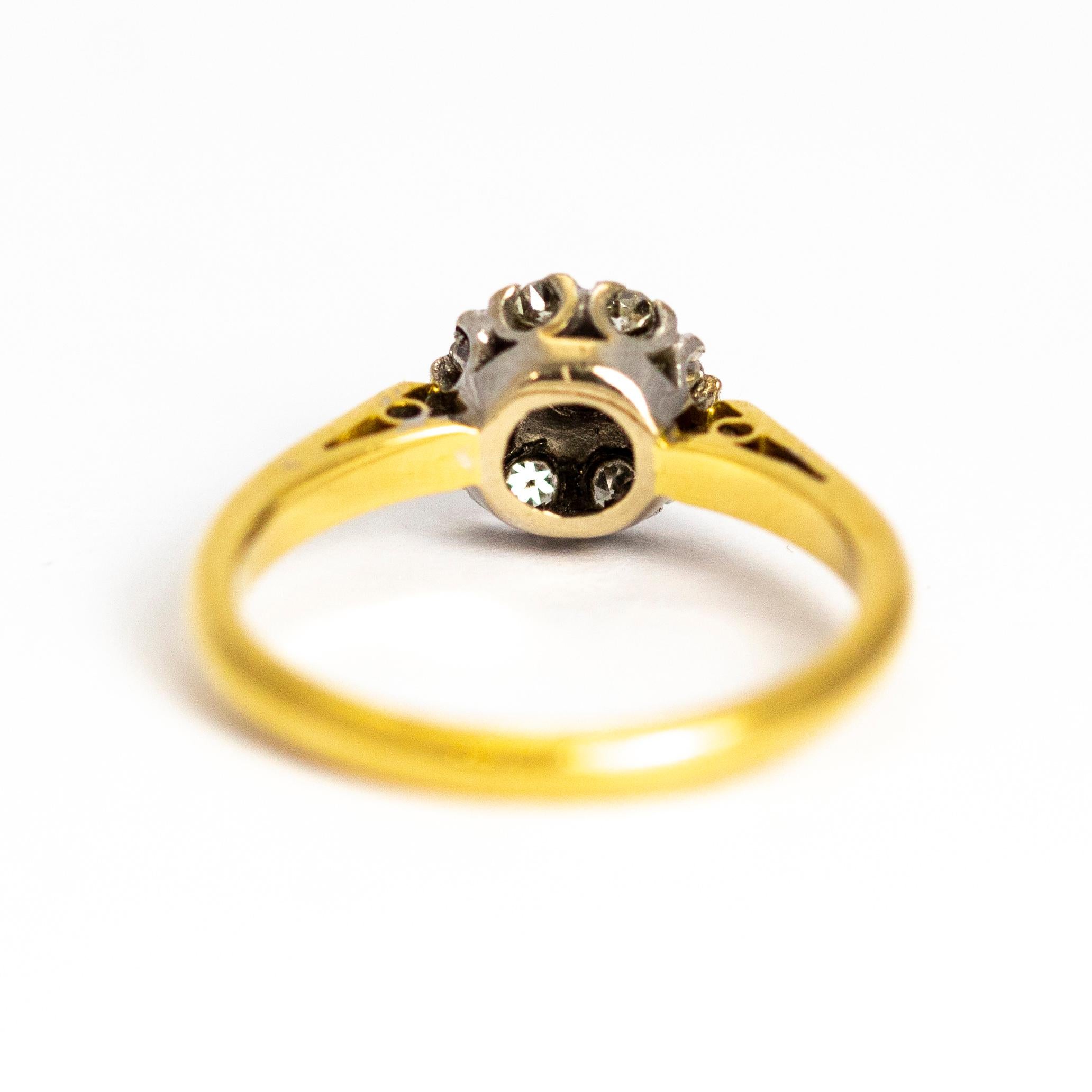 Modern Vintage Diamond and 18 Carat Gold Cluster Ring