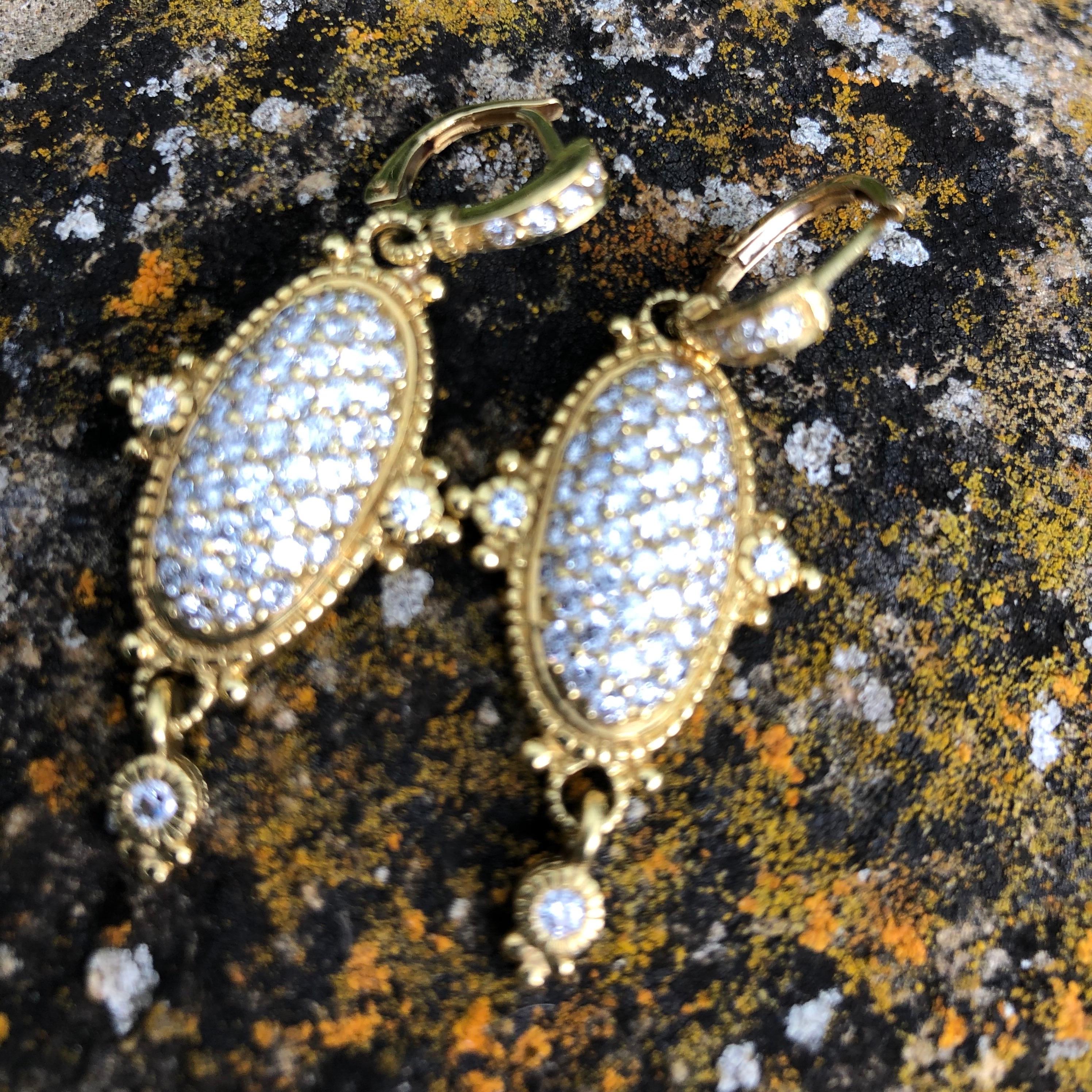 Modern Judith Ripka Diamond and 18 Carat Gold Earrings