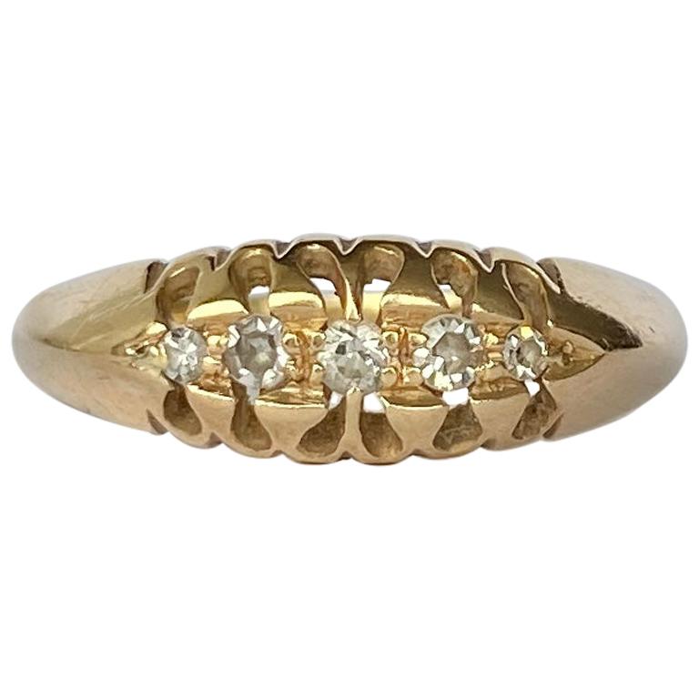 Bracelet vintage à cinq pierres en or 18 carats et diamants