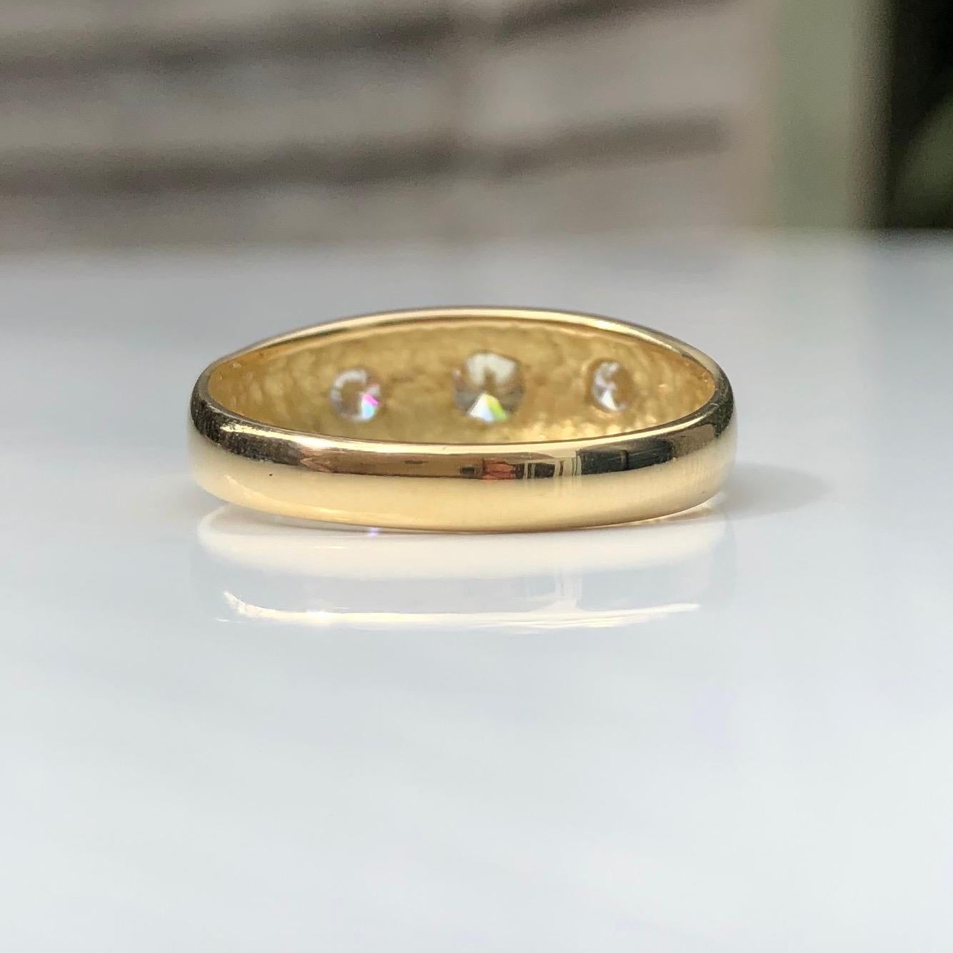 Modern Vintage Diamond and 18 Carat Gold Gypsy Ring