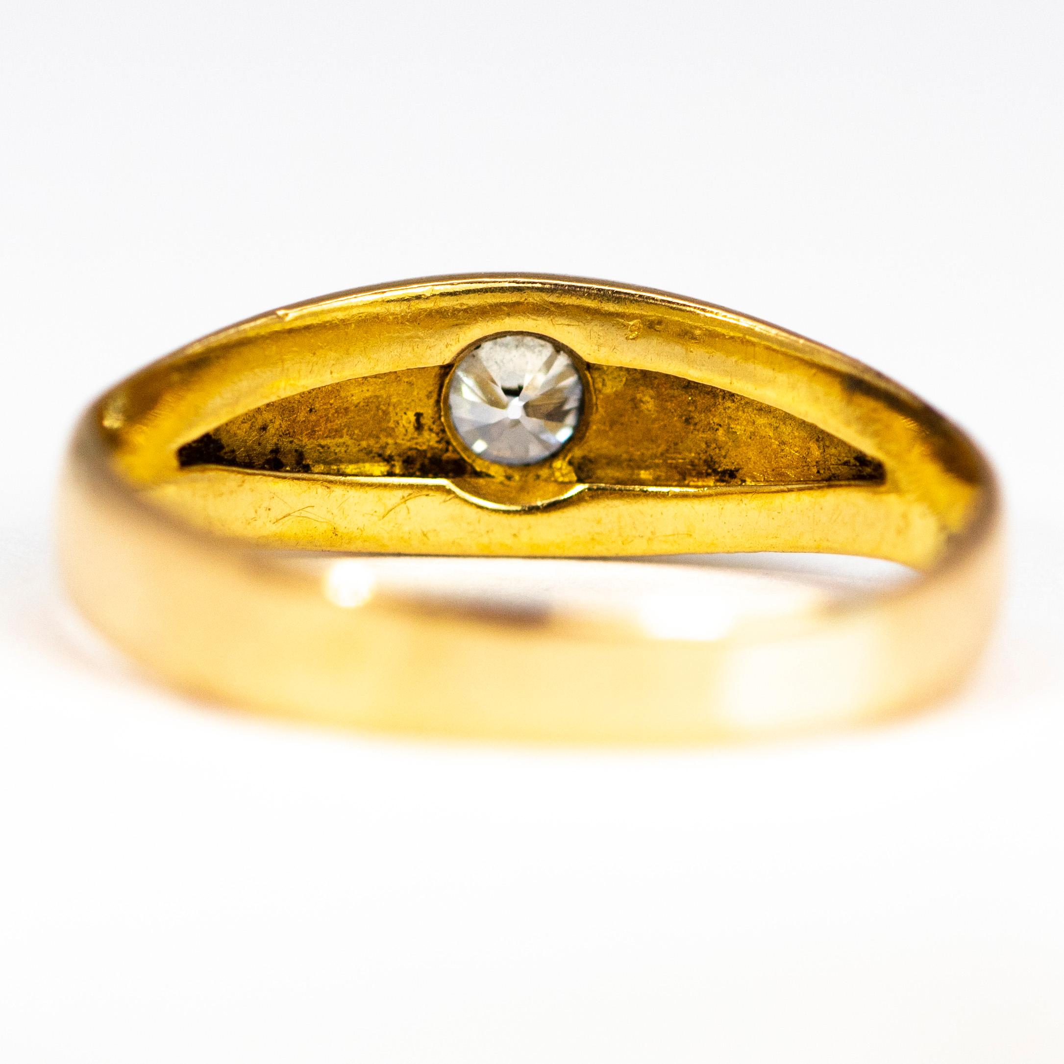Vintage Diamond and 18 Carat Gold Gypsy Ring In Good Condition In Chipping Campden, GB
