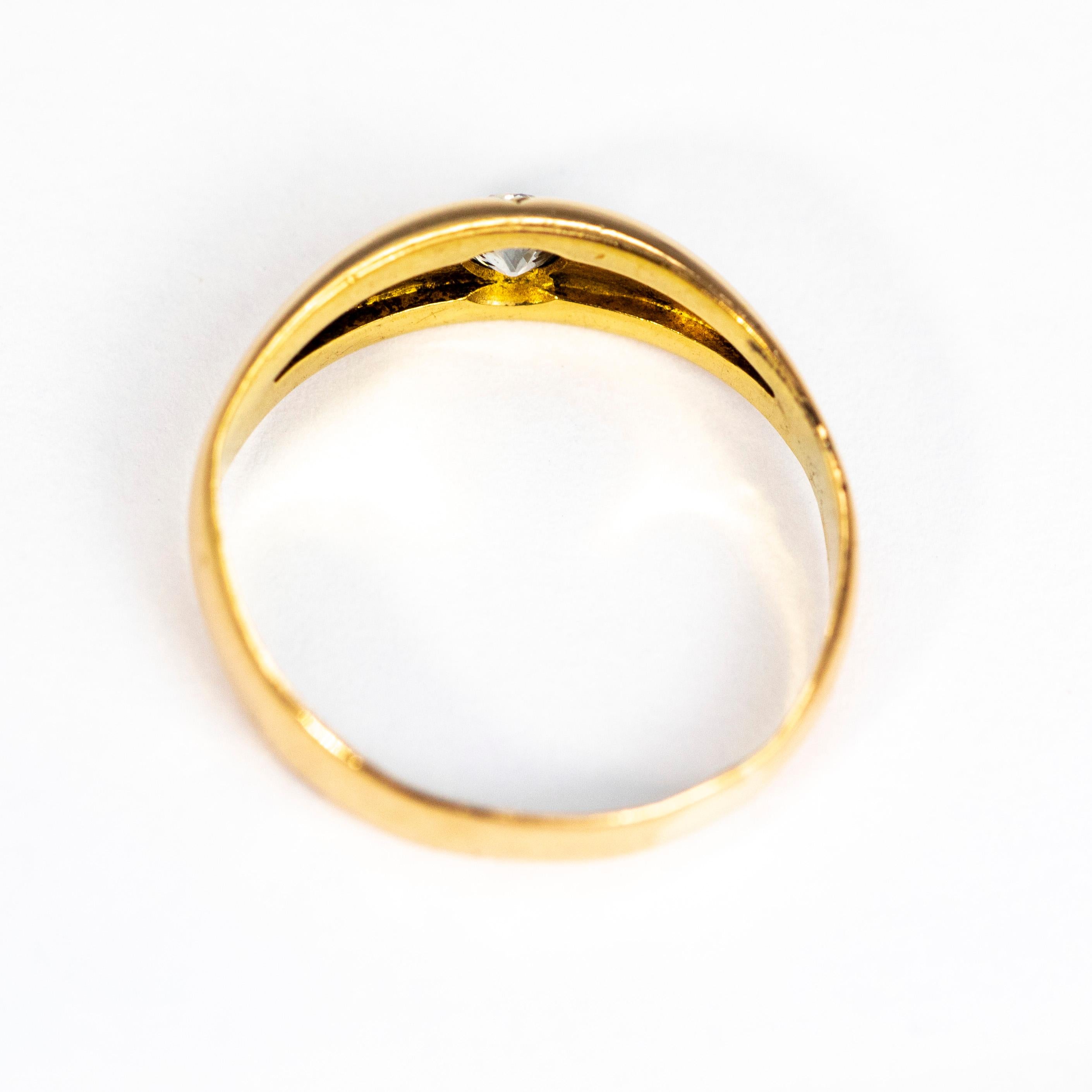 Women's or Men's Vintage Diamond and 18 Carat Gold Gypsy Ring