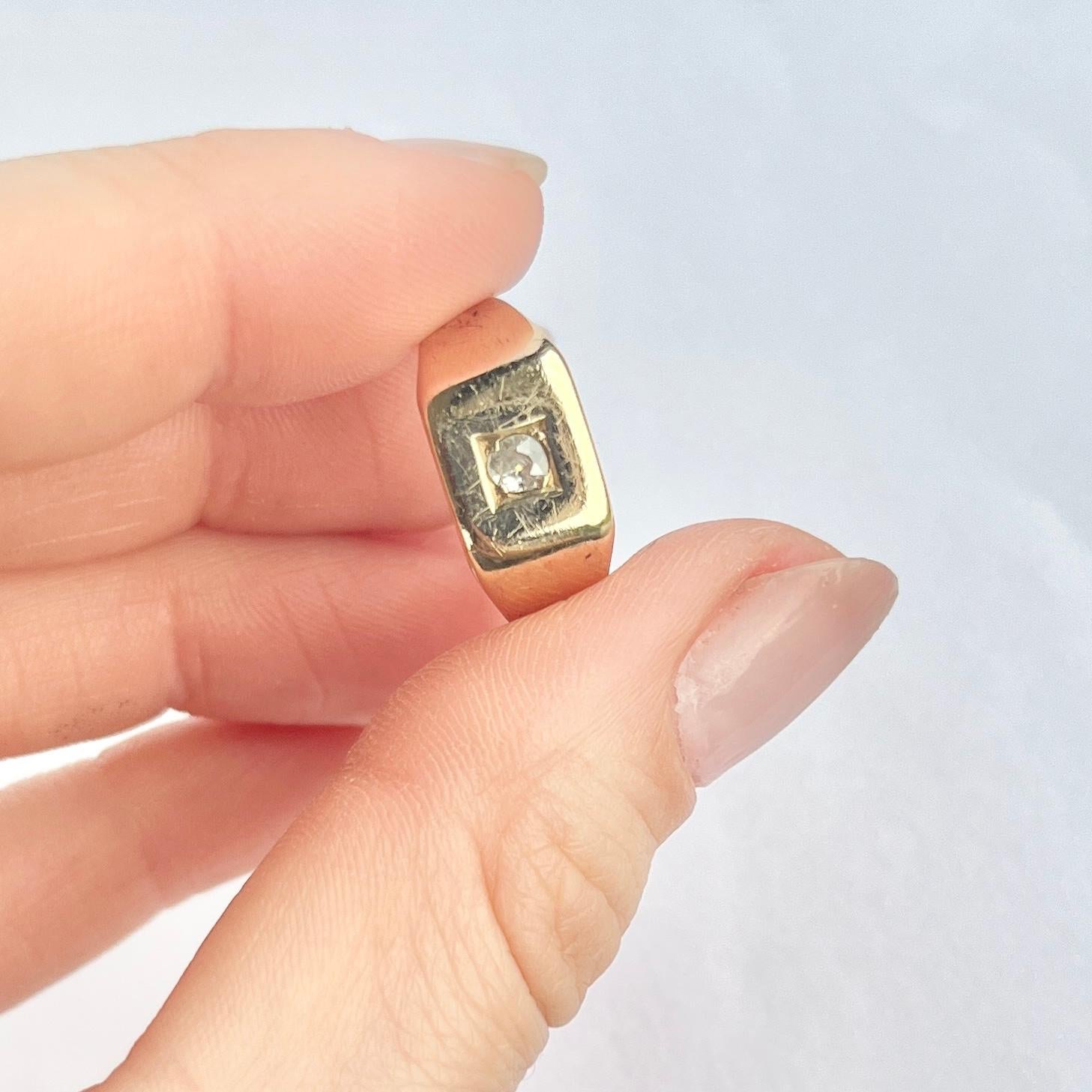 Vintage Diamant und 18 Karat Gold Ring im Zustand „Gut“ in Chipping Campden, GB