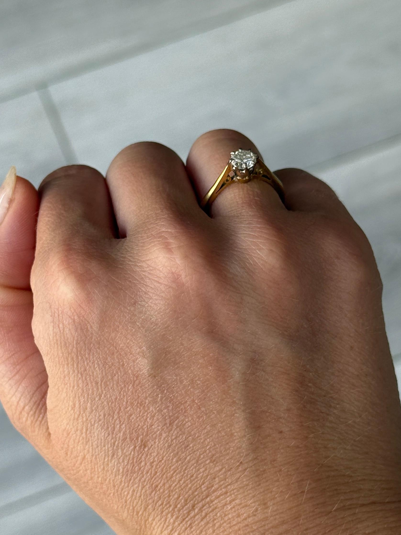 Vintage Diamant und 18 Karat Gold Solitär Ring (Edwardian) im Angebot