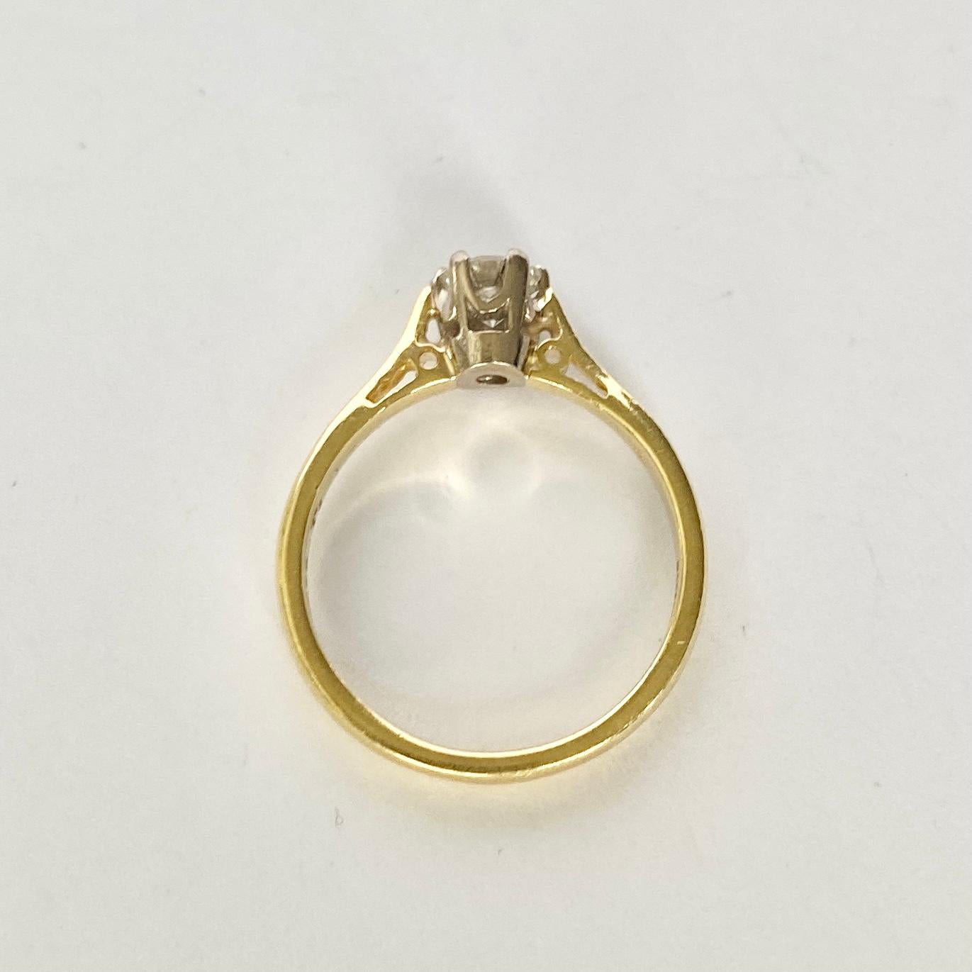 Modern Vintage Diamond and 18 Carat Gold Solitaire Ring