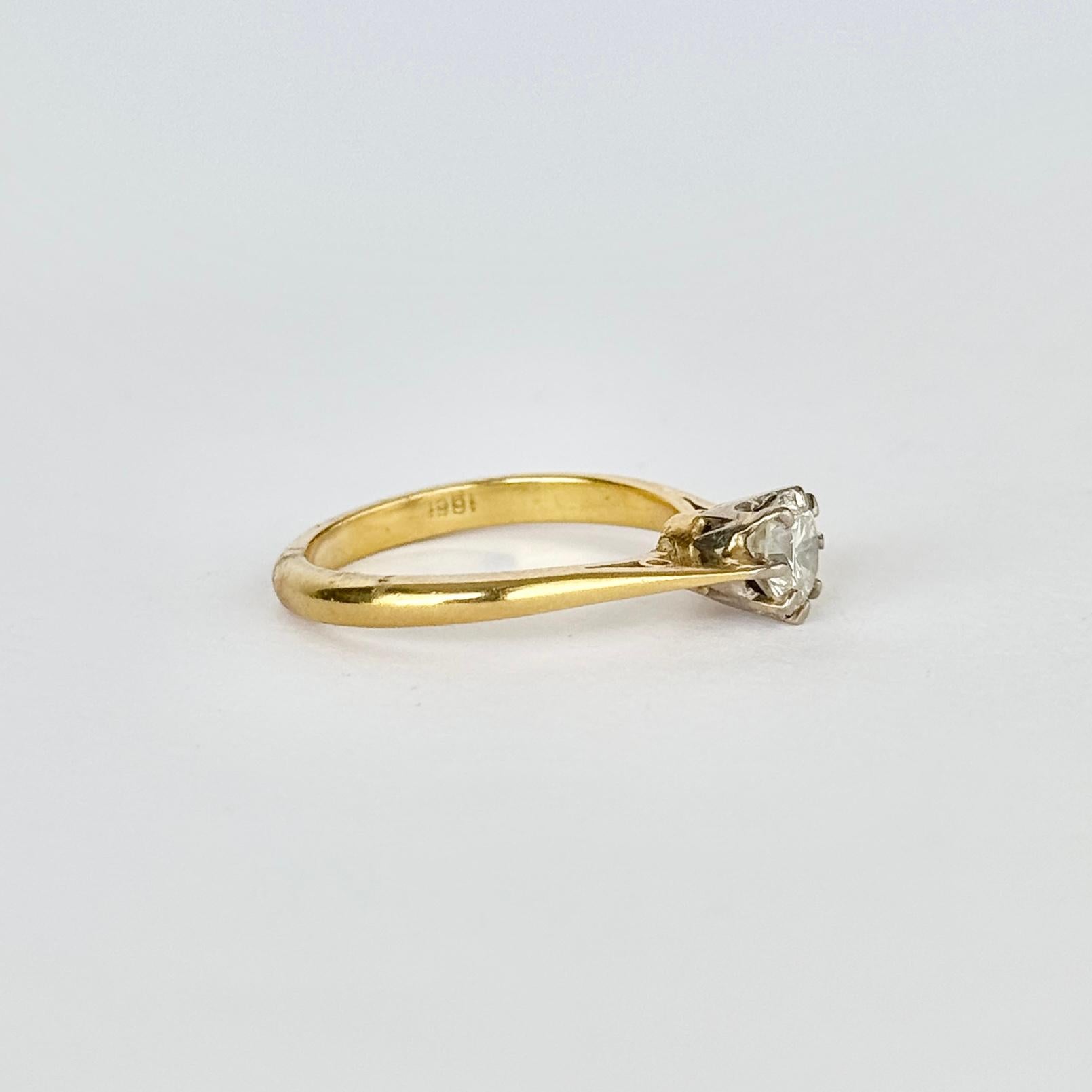 Vintage Diamant und 18 Karat Gold Solitär Ring im Angebot 1