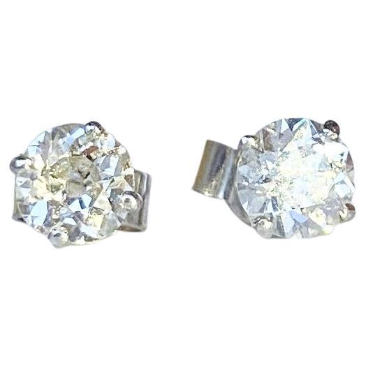 Vintage Diamond and 18 Carat Gold Stud Earrings For Sale