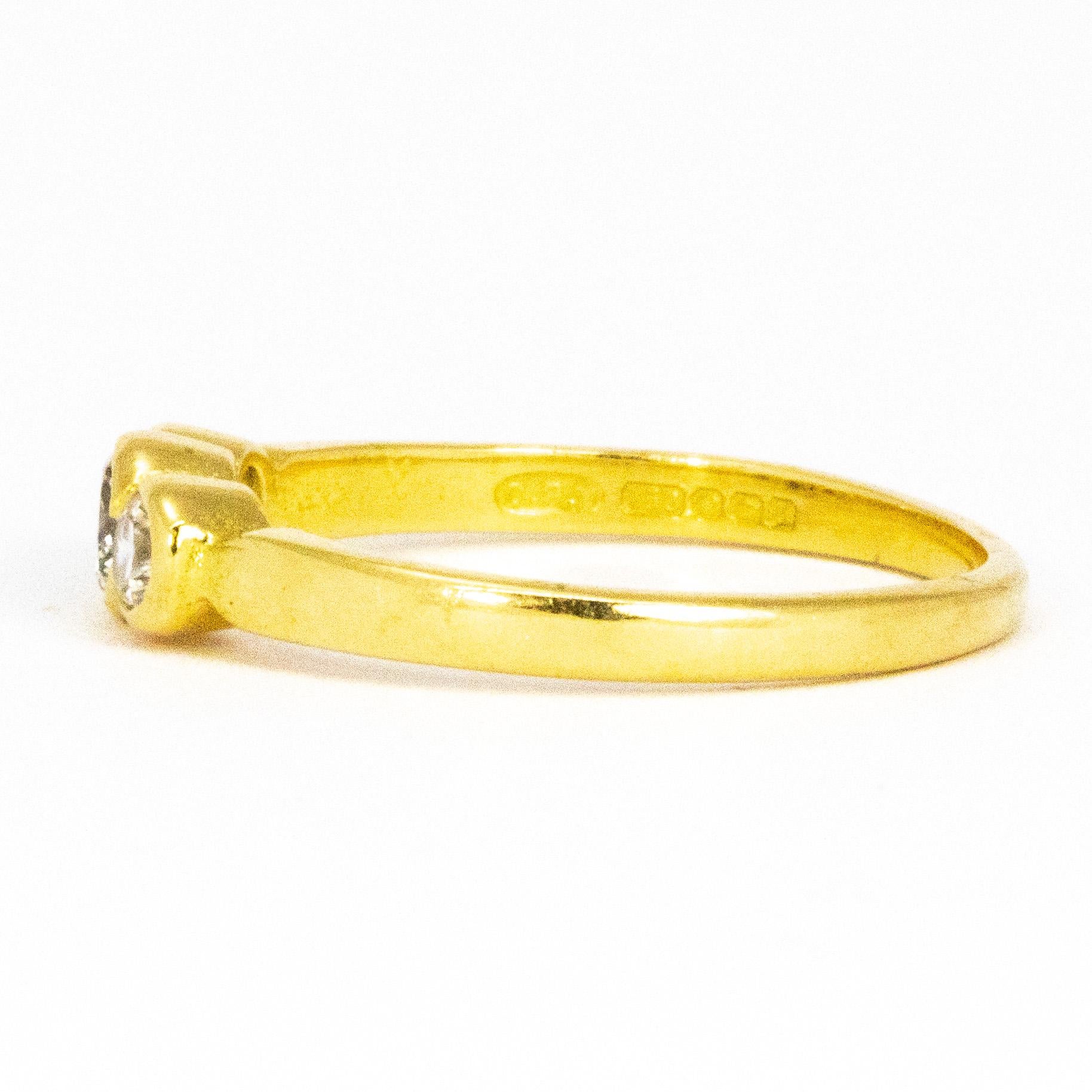 Modern Vintage Diamond and 18 Carat Gold Three-Stone