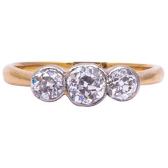 Vintage Diamond and 18 Carat Gold Three-Stone