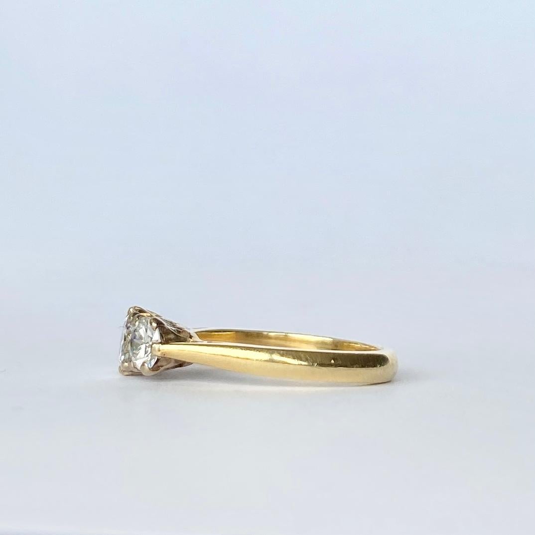 Modern Vintage Diamond and 18 Carat Gold Three-Stone Ring