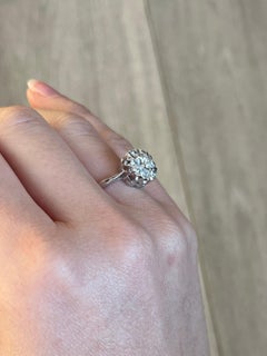 Vintage Diamond and 18 Carat White Gold Cluster Ring
