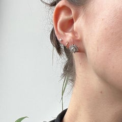 Vintage Diamond and 18 Carat White Gold Cluster Stud Earrings