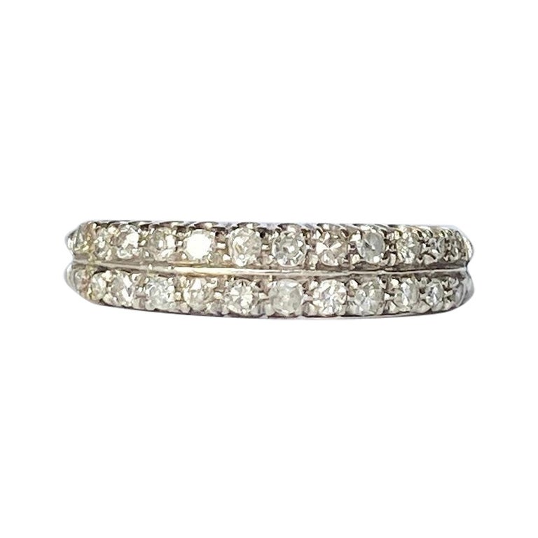 Vintage Diamond and 18 Carat White Gold Double Row Half Eternity Band at  1stDibs
