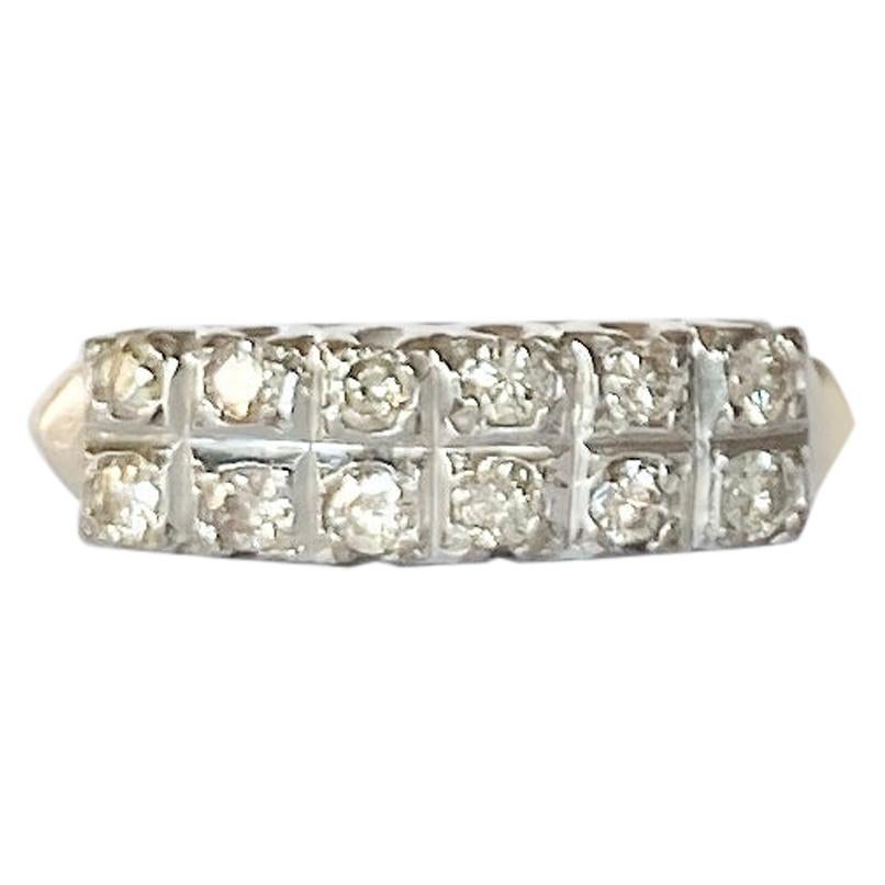 Vintage Diamond and 18 Carat White Gold Double Row Half Eternity Band For Sale