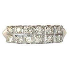 Bracelet demi-éternité vintage à double rangée de diamants et d'or blanc 18 carats