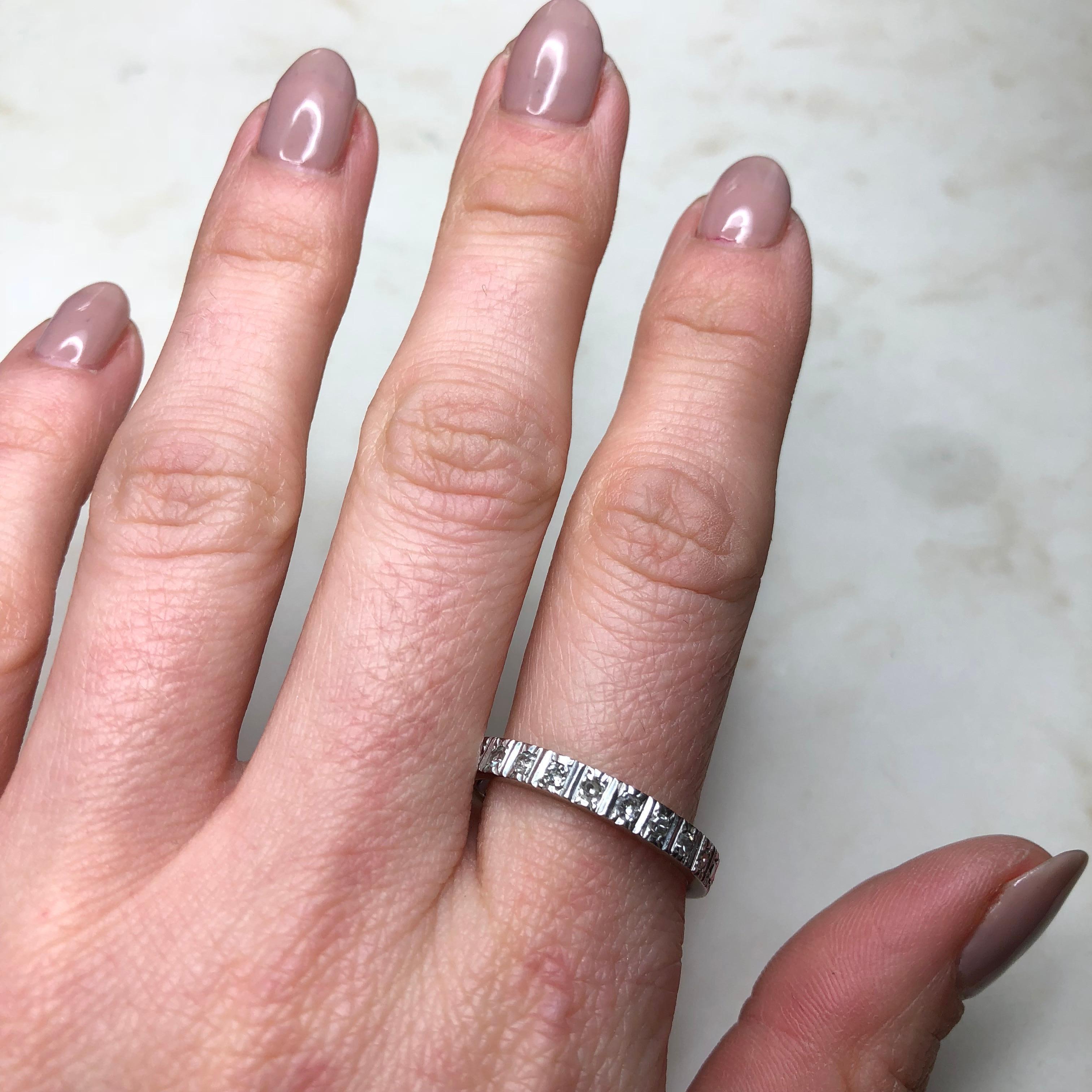 Modern Vintage Diamond and 18 Carat White Gold Eternity Band For Sale