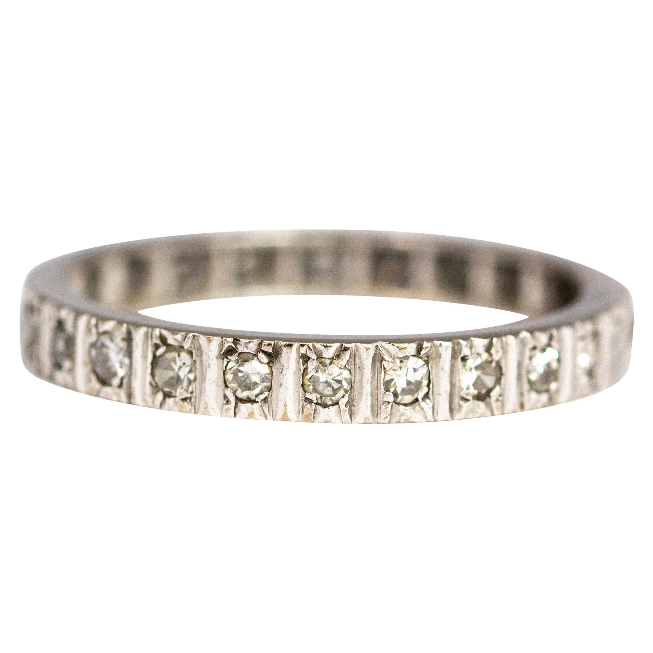 Vintage Diamond and 18 Carat White Gold Eternity Band For Sale
