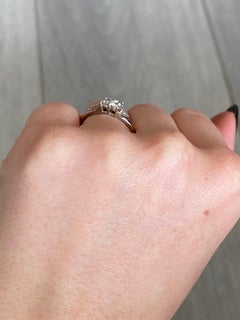 Vintage Diamond and 18 Carat White Gold Four-Stone Ring with Diamond Shoulders