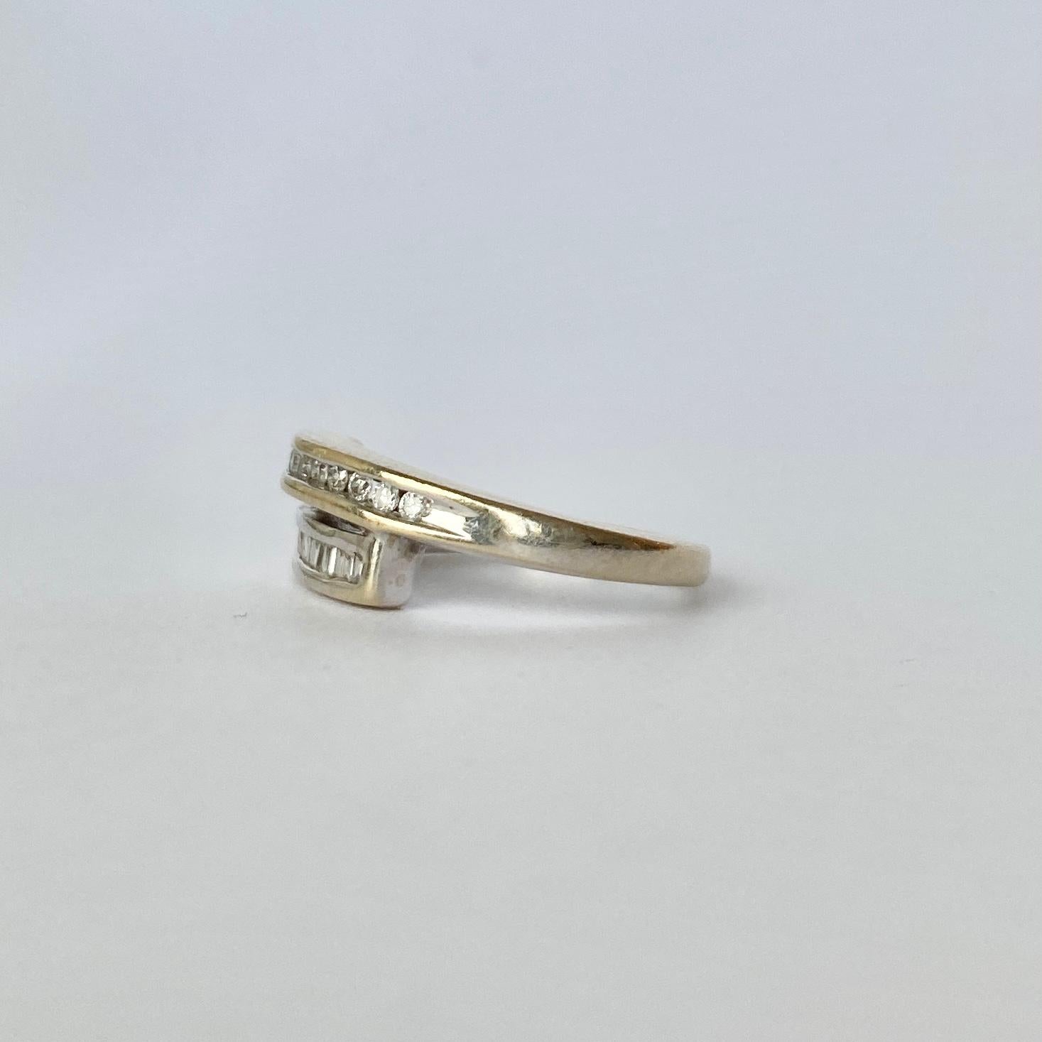 Modern Vintage Diamond and 18 Carat White Gold Half Double Eternity Band For Sale