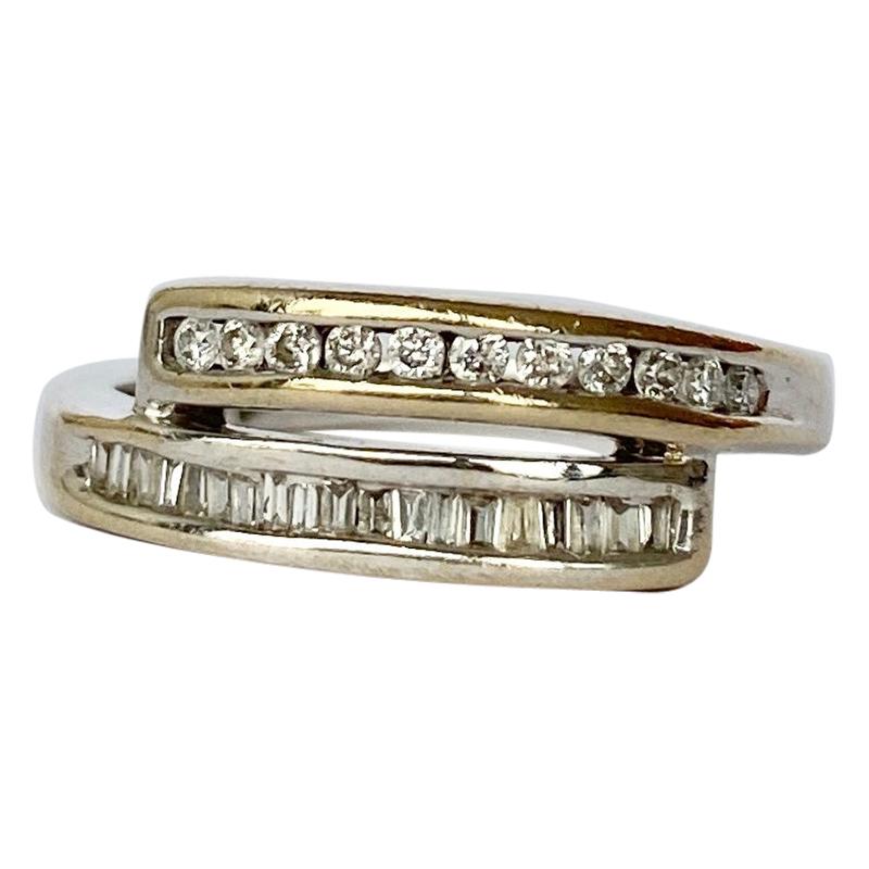 Vintage Diamond and 18 Carat White Gold Half Double Eternity Band For Sale