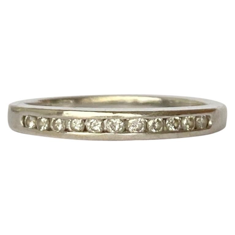 Vintage Diamond and 18 Carat White Gold Half Eternity Band For Sale