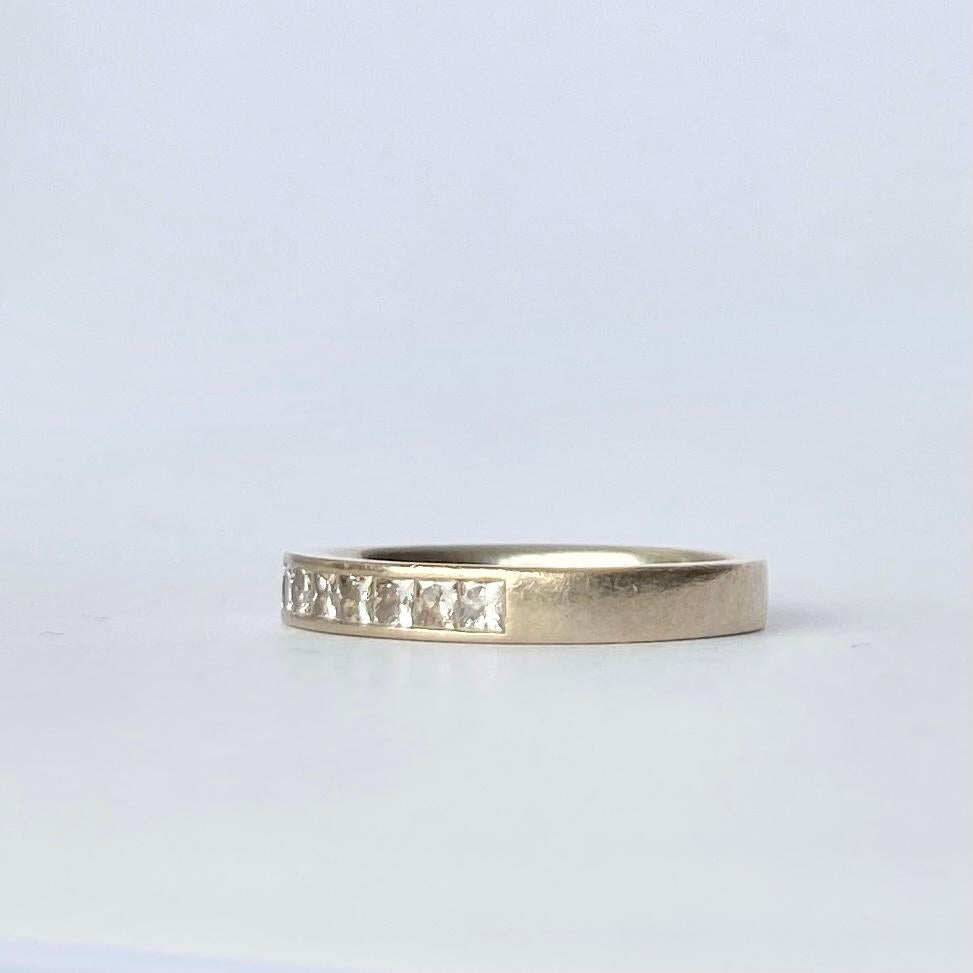 Modern Vintage Diamond and 18 Carat White Gold Half Eternity Ring For Sale