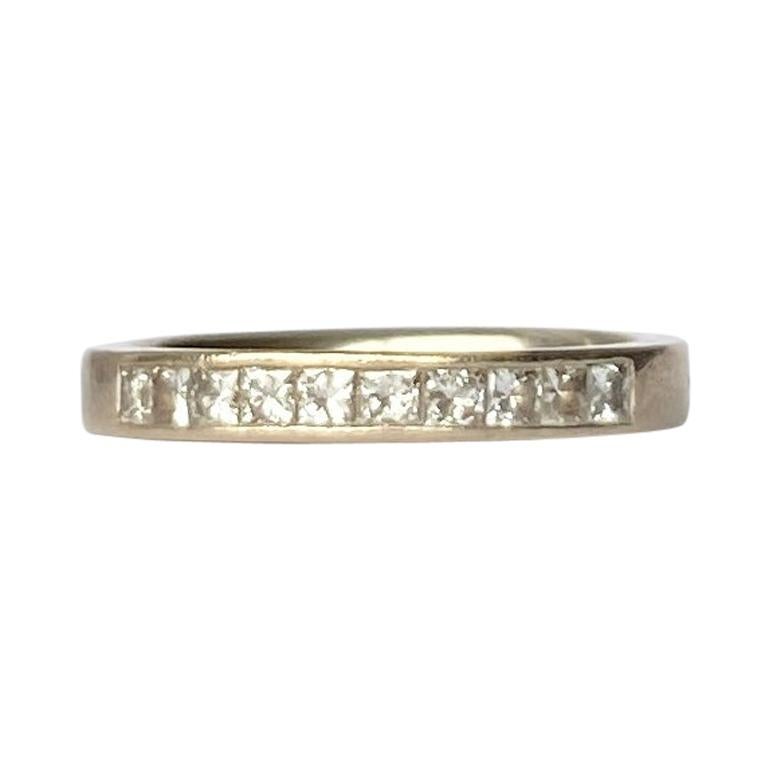 Vintage Diamond and 18 Carat White Gold Half Eternity Ring For Sale