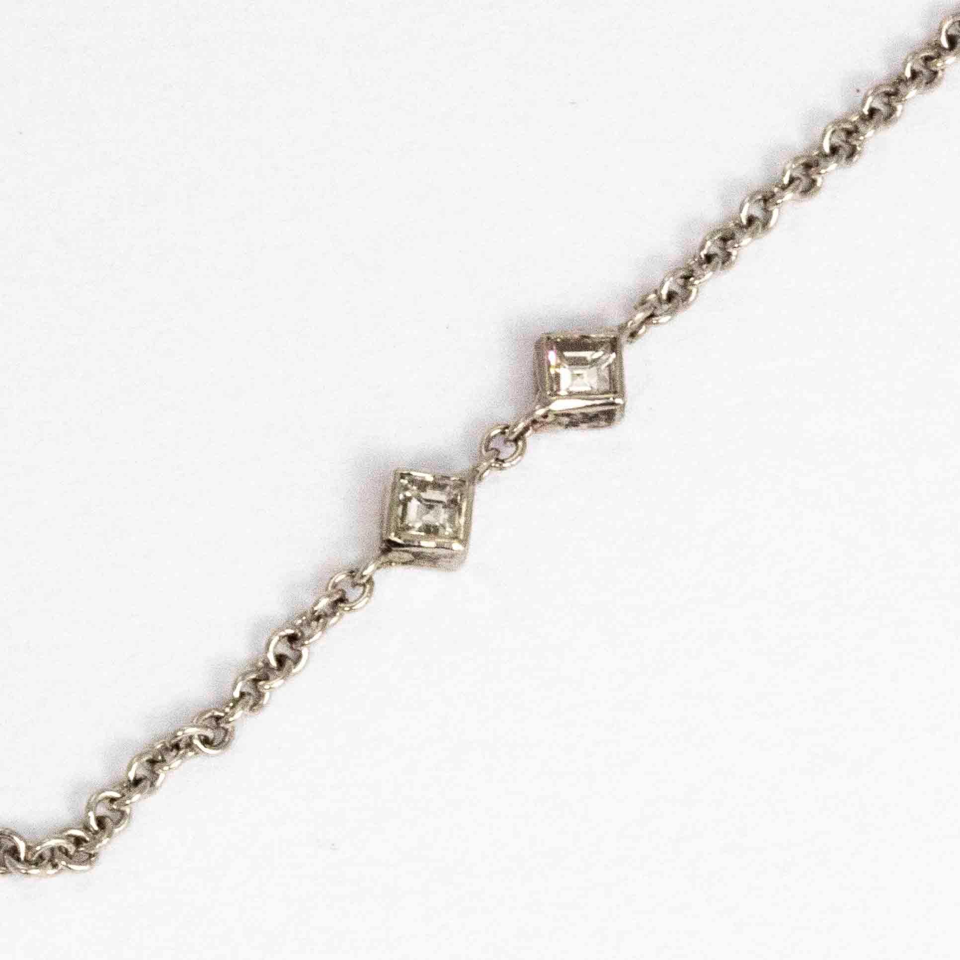 Modern Vintage Diamond and 18 Carat White Gold Necklace