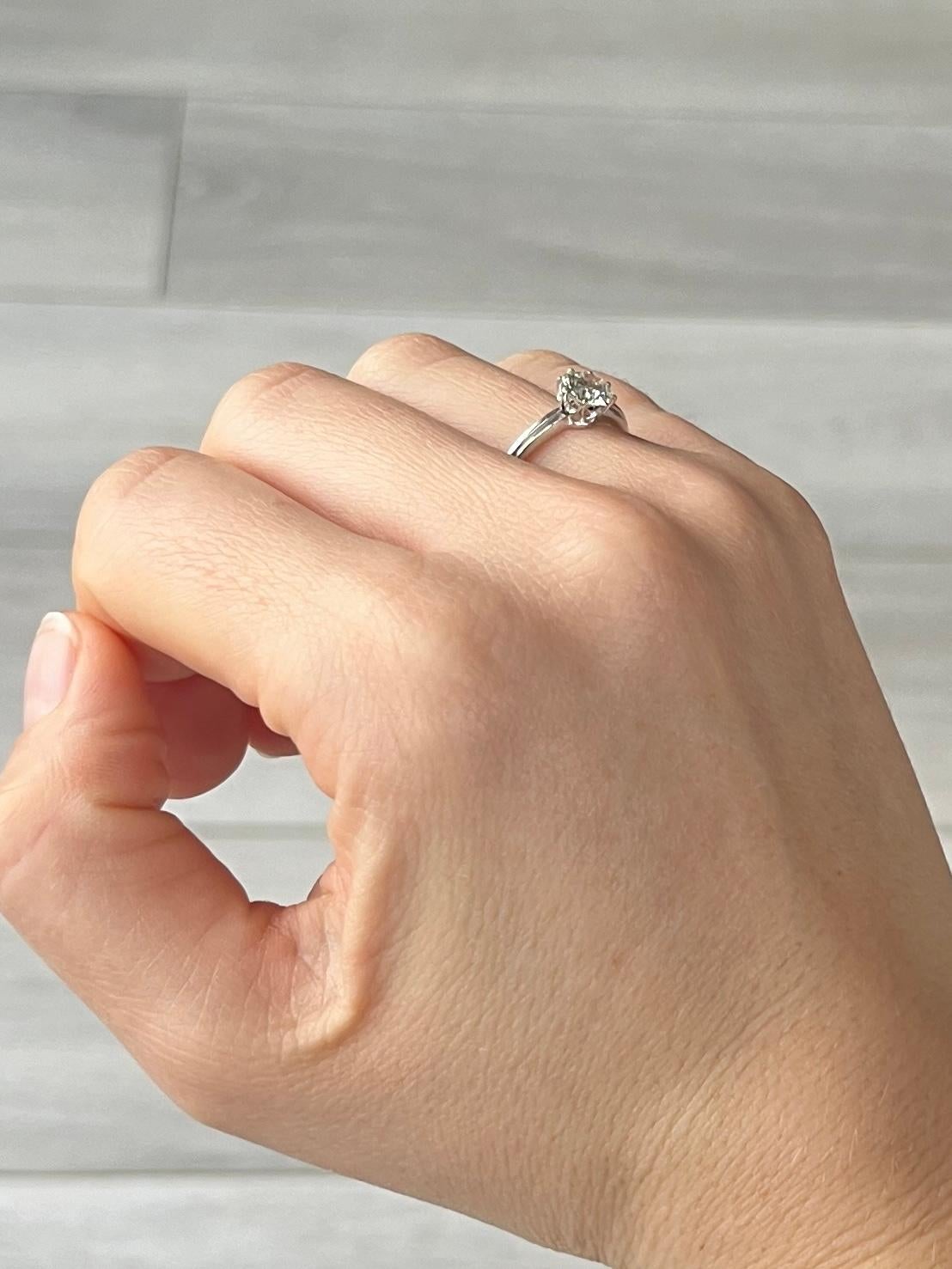 Modern Vintage Diamond and 18 Carat White Gold Solitaire Ring For Sale