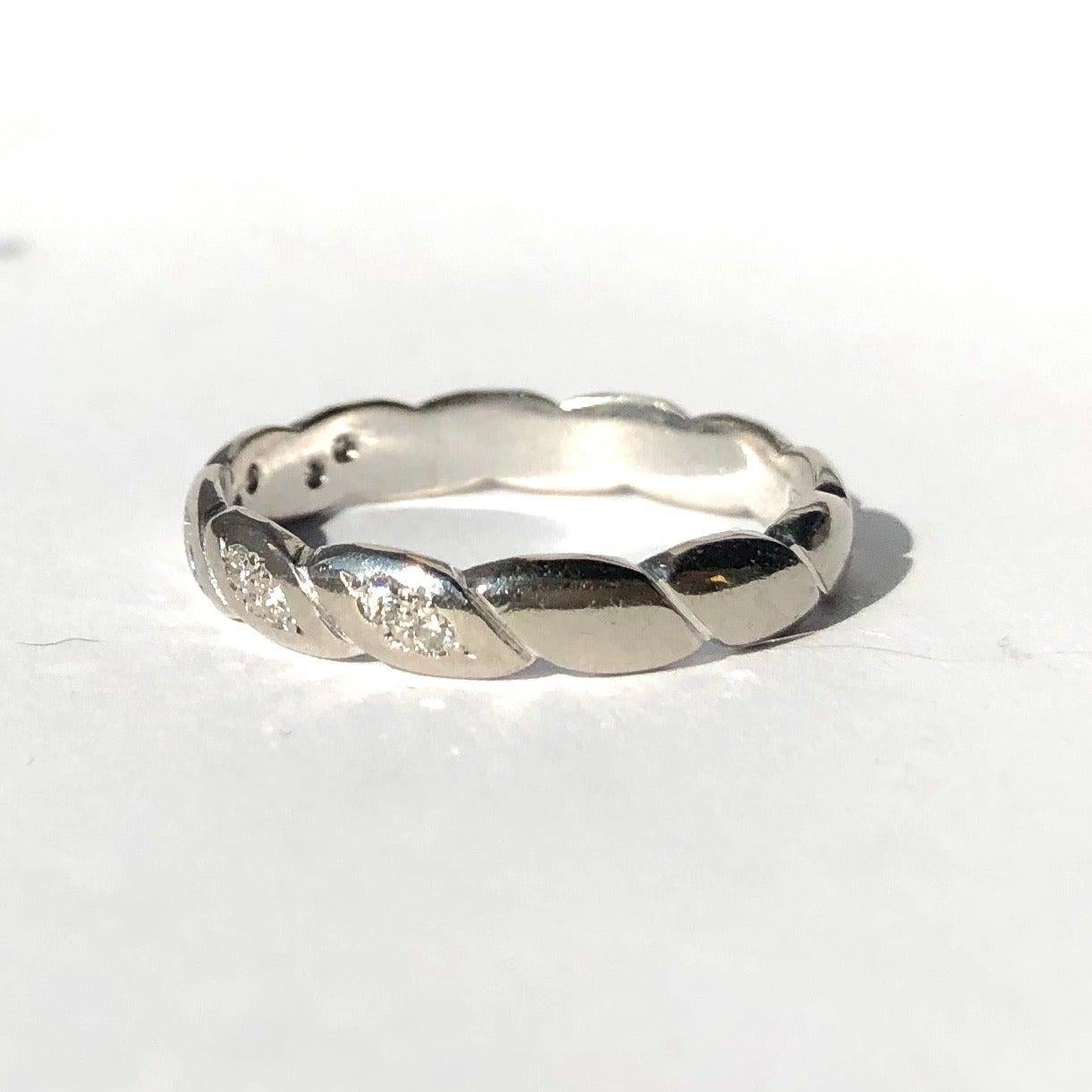 For Sale:  Vintage Diamond and 18 Carat White Gold Twisted Eternity Band 2