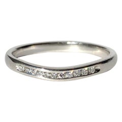 Vintage Diamond and 18 Carat White Gold Waved Band