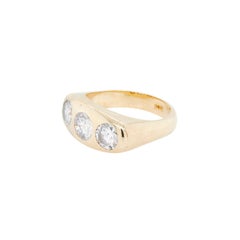 Vintage Diamond and 18 Carat Yellow Gold Three-Stone Gents Ring