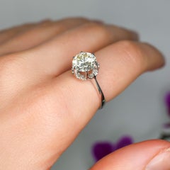 Vintage Diamond and 18 Karat White Gold Ring, 2.06 Carats, Circa 1970