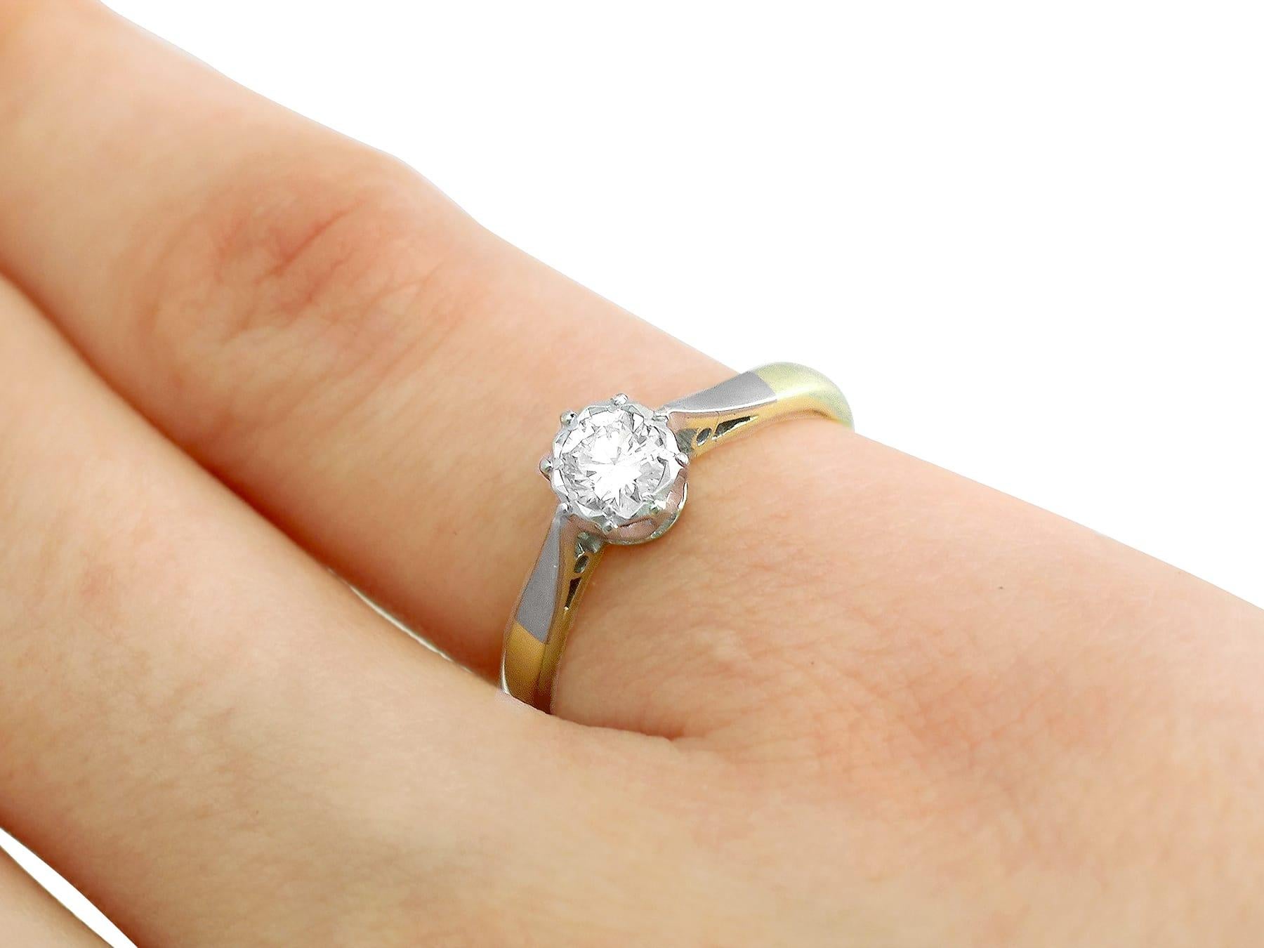 Vintage 1960s Diamond and Yellow Gold Platinum Set Solitaire Ring For Sale 1