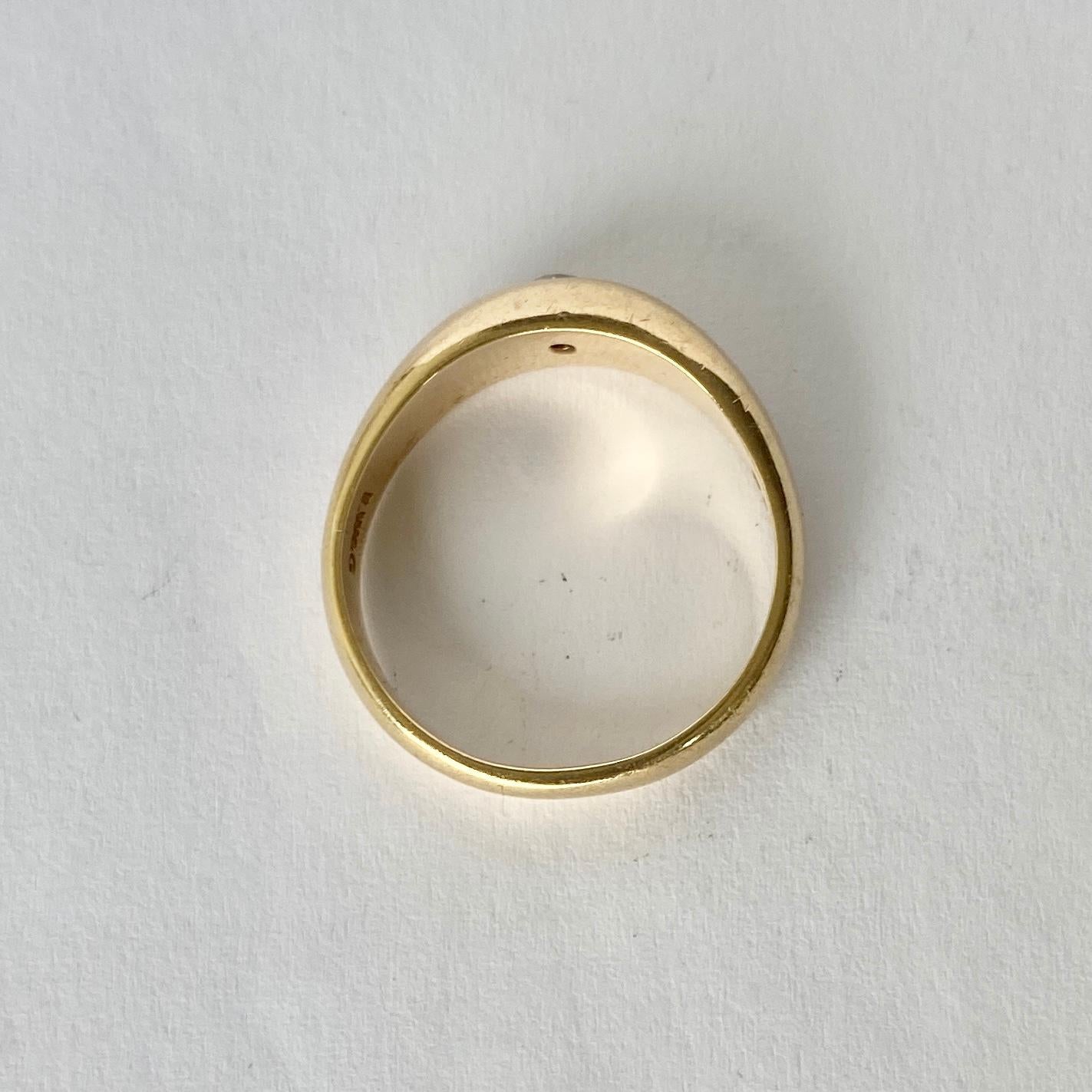 Taglio rotondo Fascia d'oro vintage con diamanti e 9 carati in vendita