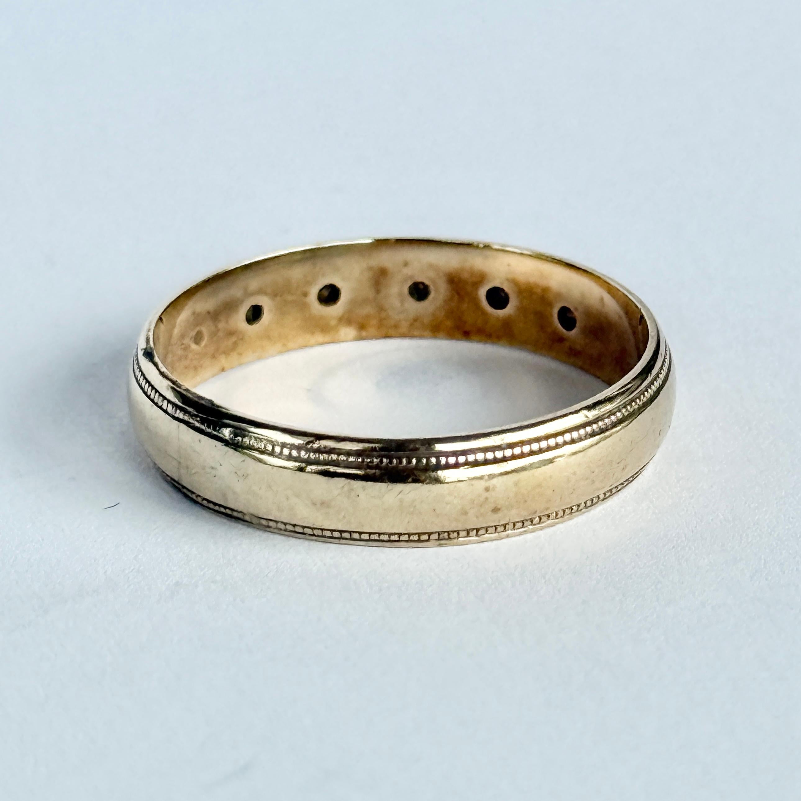 Fascia d'oro vintage con diamanti e 9 carati In condizioni buone in vendita a Chipping Campden, GB