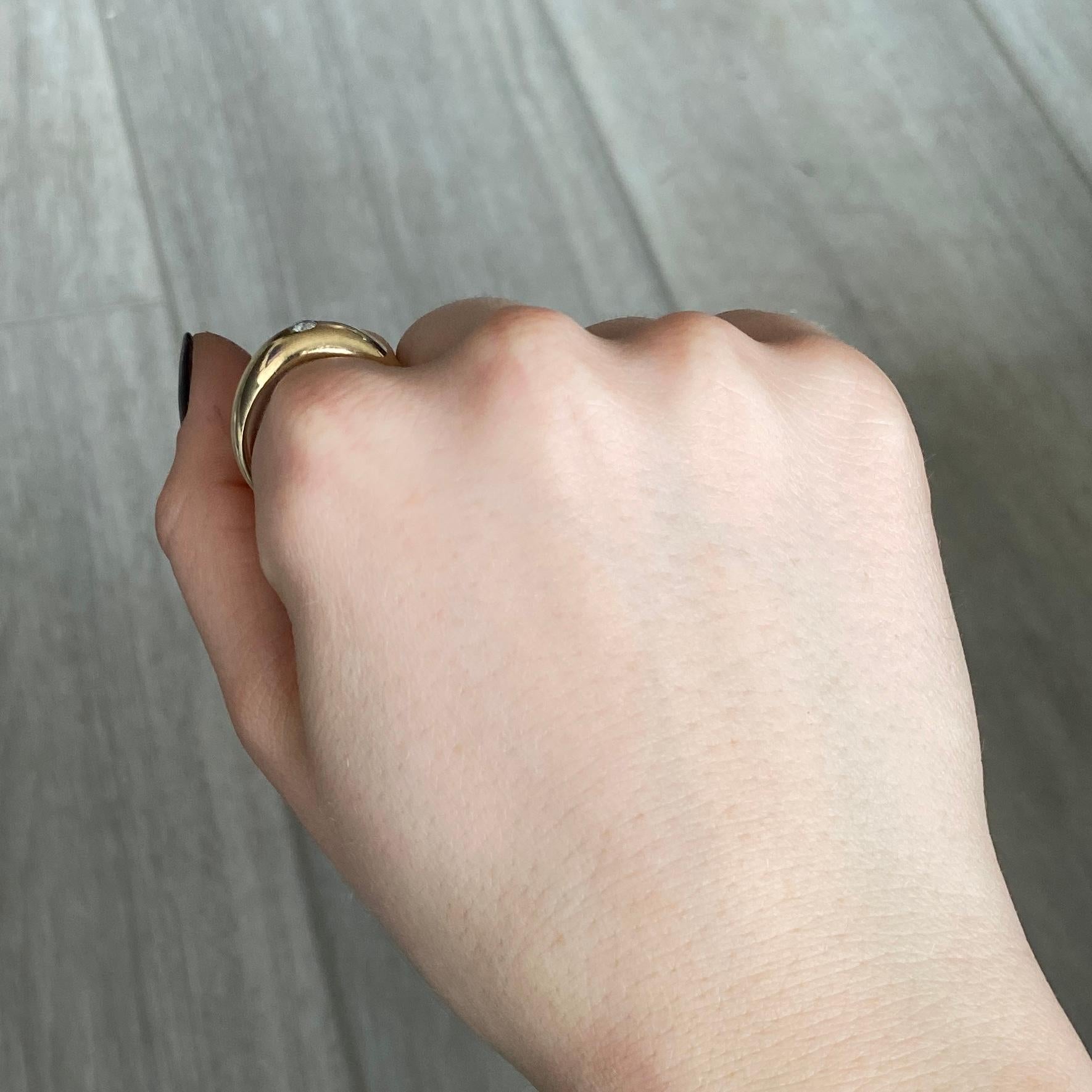 da uomo o donna Fascia d'oro vintage con diamanti e 9 carati in vendita