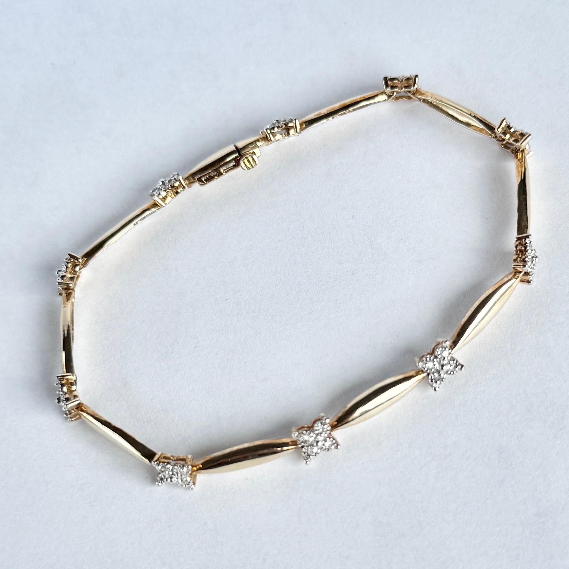 Women's Vintage Diamond and 9 Carat Gold Bracelet For Sale