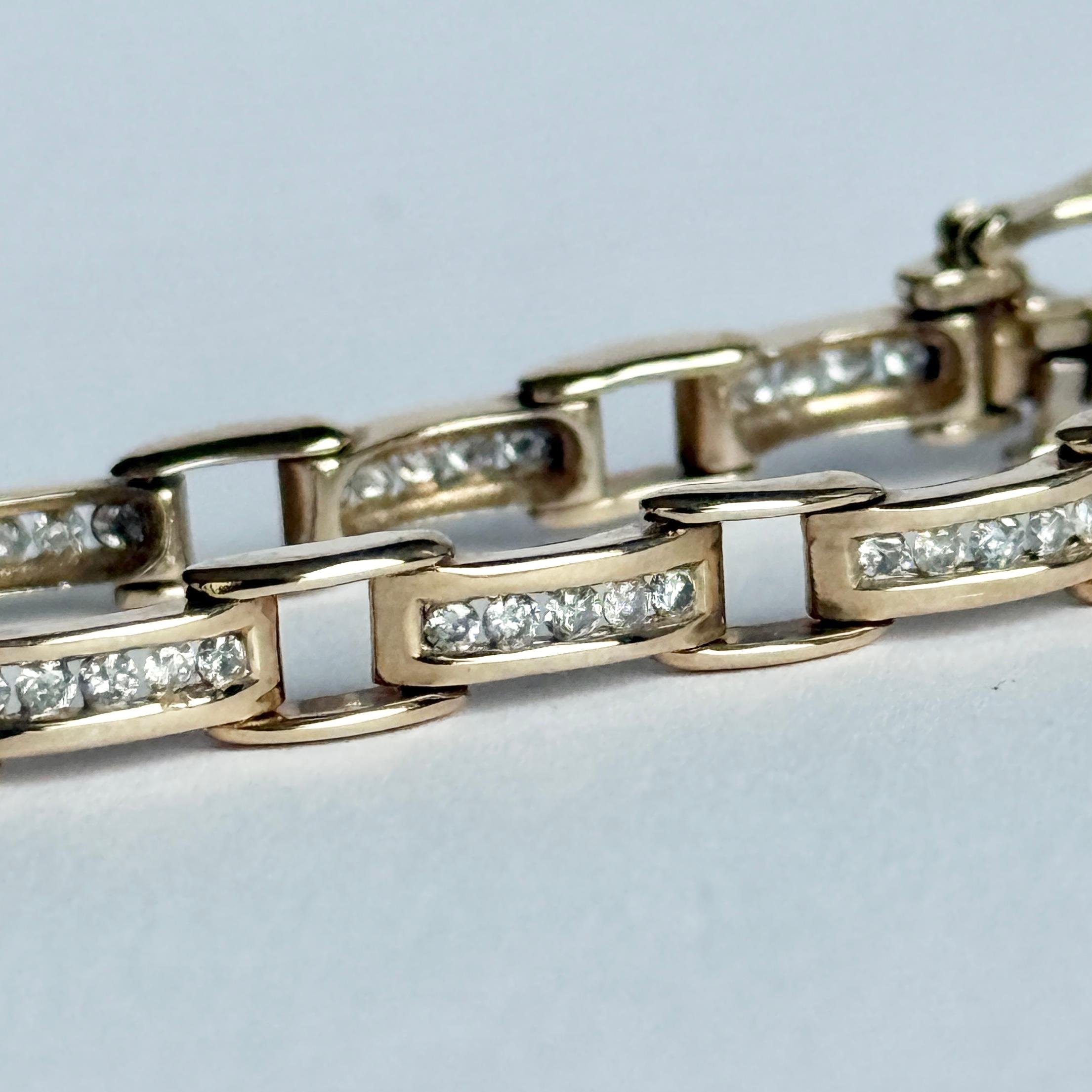 Bracelet vintage en or 9 carats et diamants Pour femmes en vente