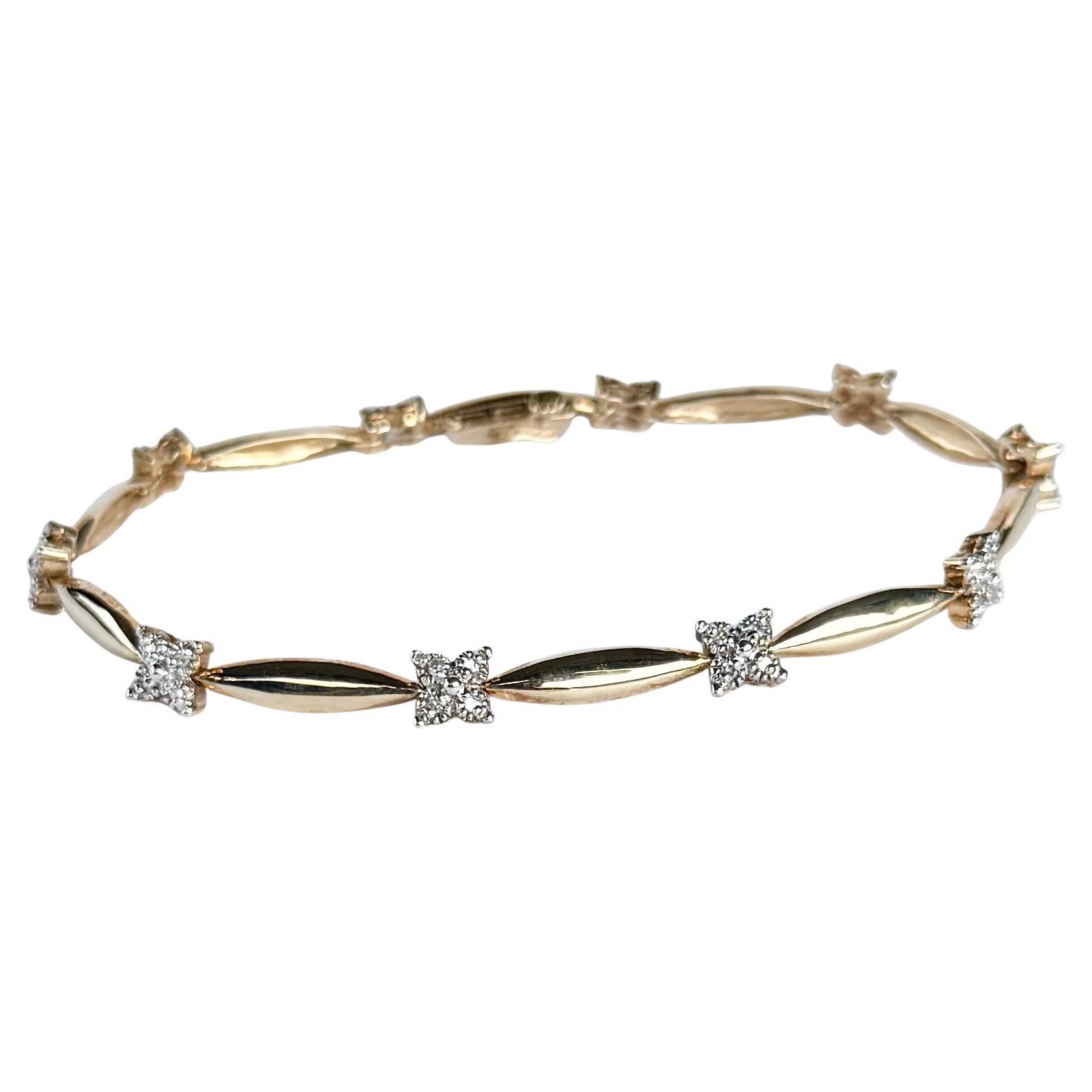 Vintage Diamond and 9 Carat Gold Bracelet