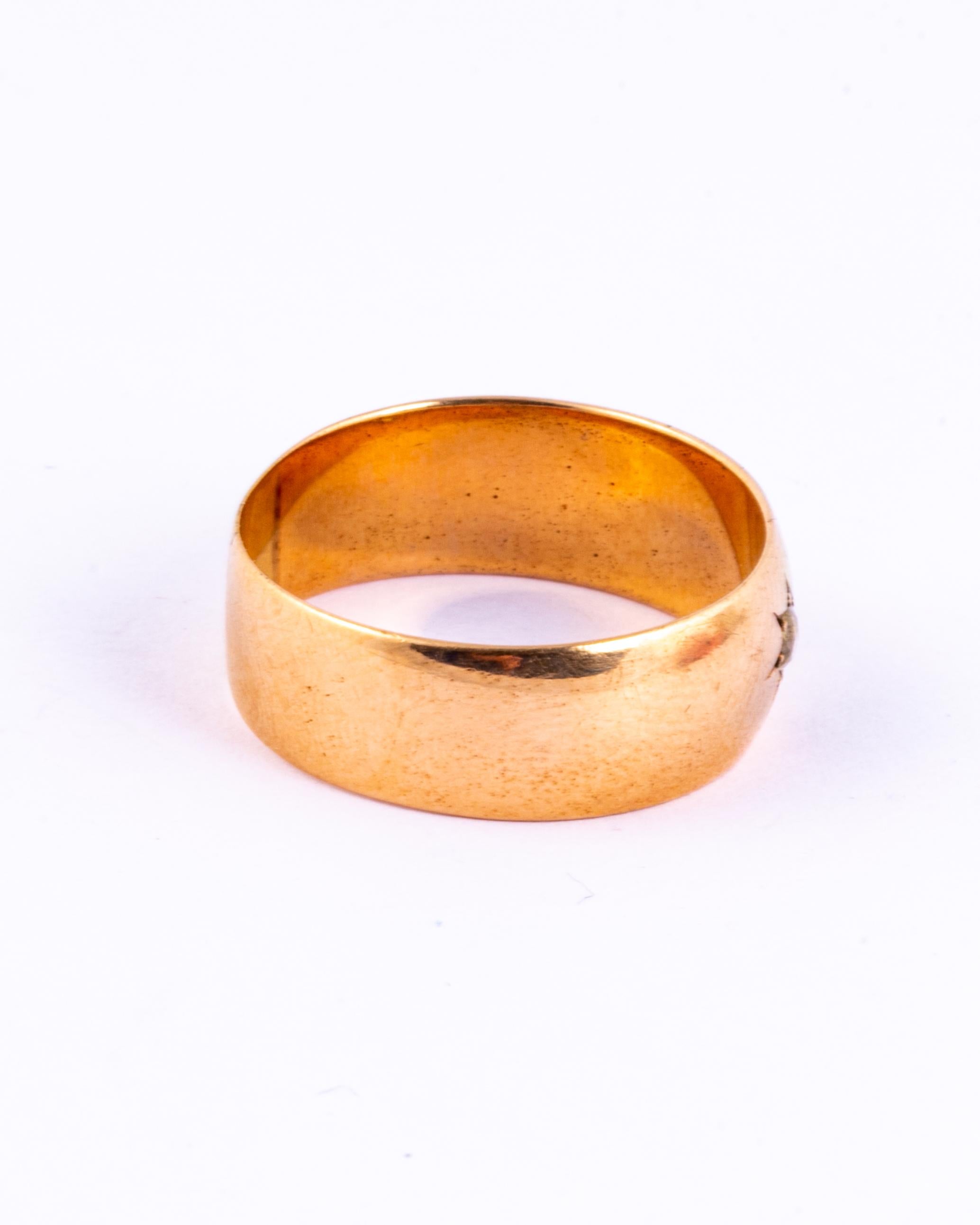 Edoardiano Fascia Gypsy in oro 9 carati e diamanti vintage in vendita