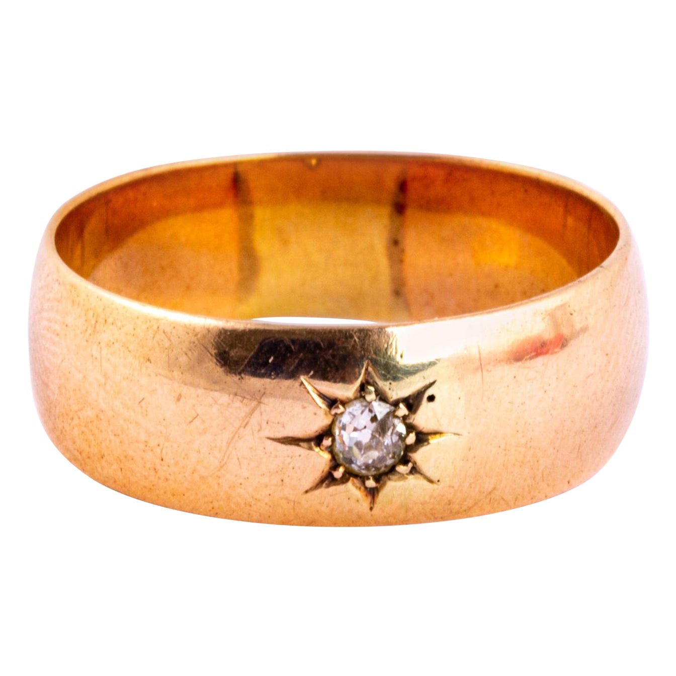 Fascia Gypsy in oro 9 carati e diamanti vintage in vendita