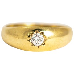 Vintage Diamond and 9 Carat Gold Gypsy Ring