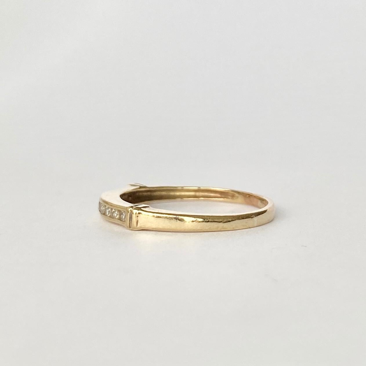 Modern Vintage Diamond and 9 Carat Gold Half Eternity Band For Sale