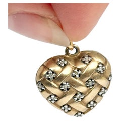 Vintage Diamond and 9 Carat Gold Heart Pendant Necklace