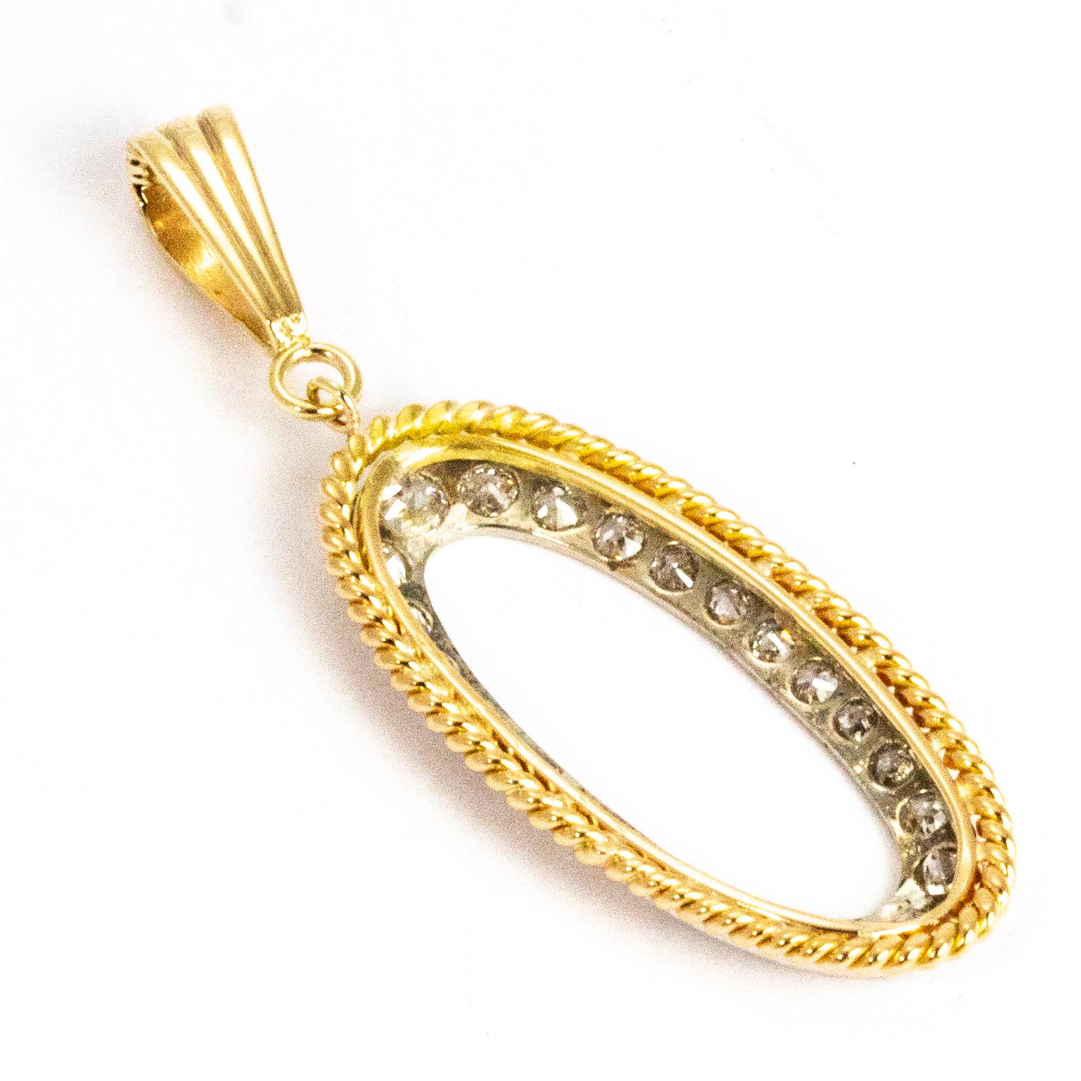Vintage Diamond and 9 Carat Gold Pendant In Good Condition In Chipping Campden, GB