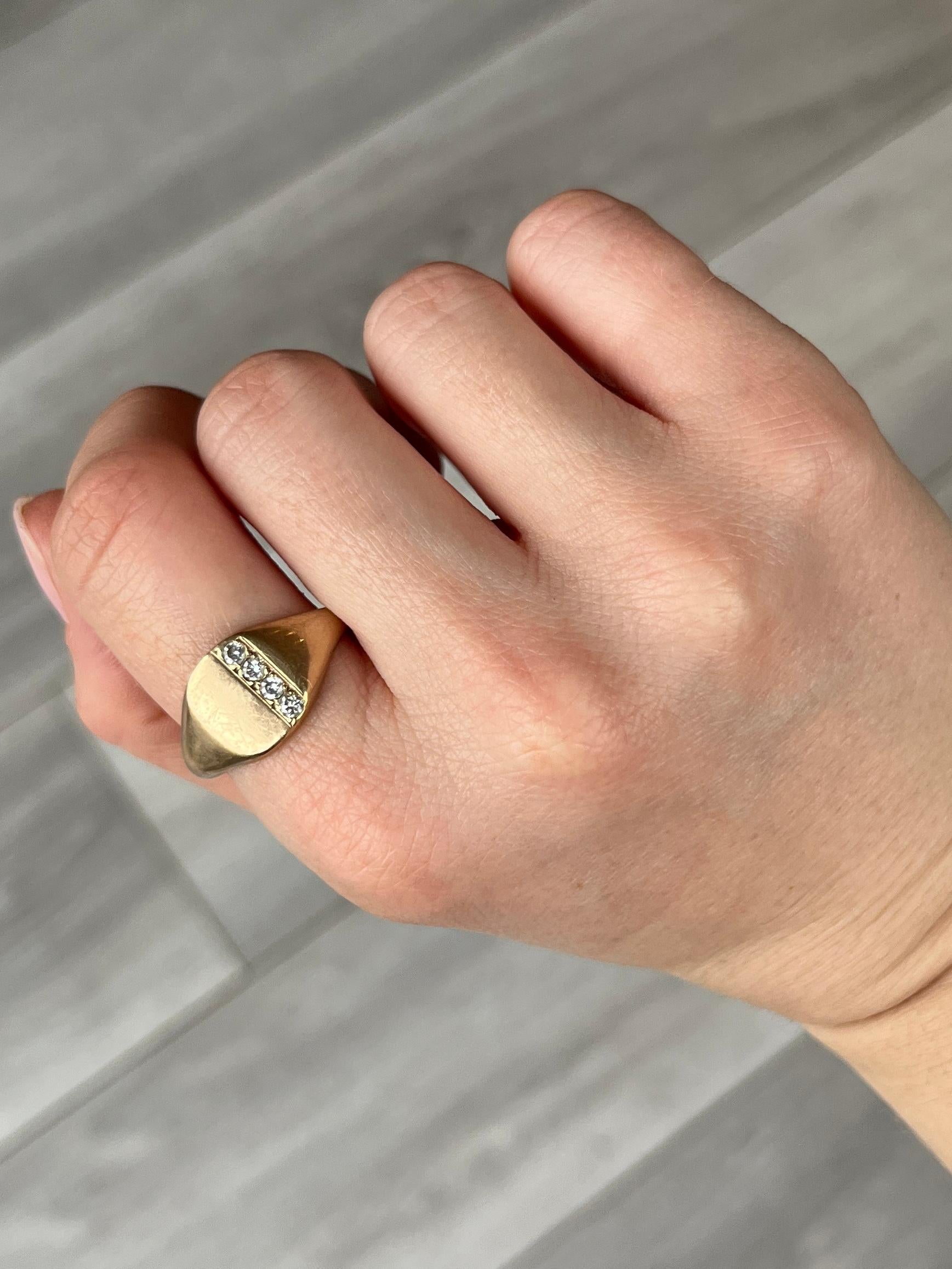 Vintage-Ring aus 9 Karat Gold mit Diamanten (Rundschliff)