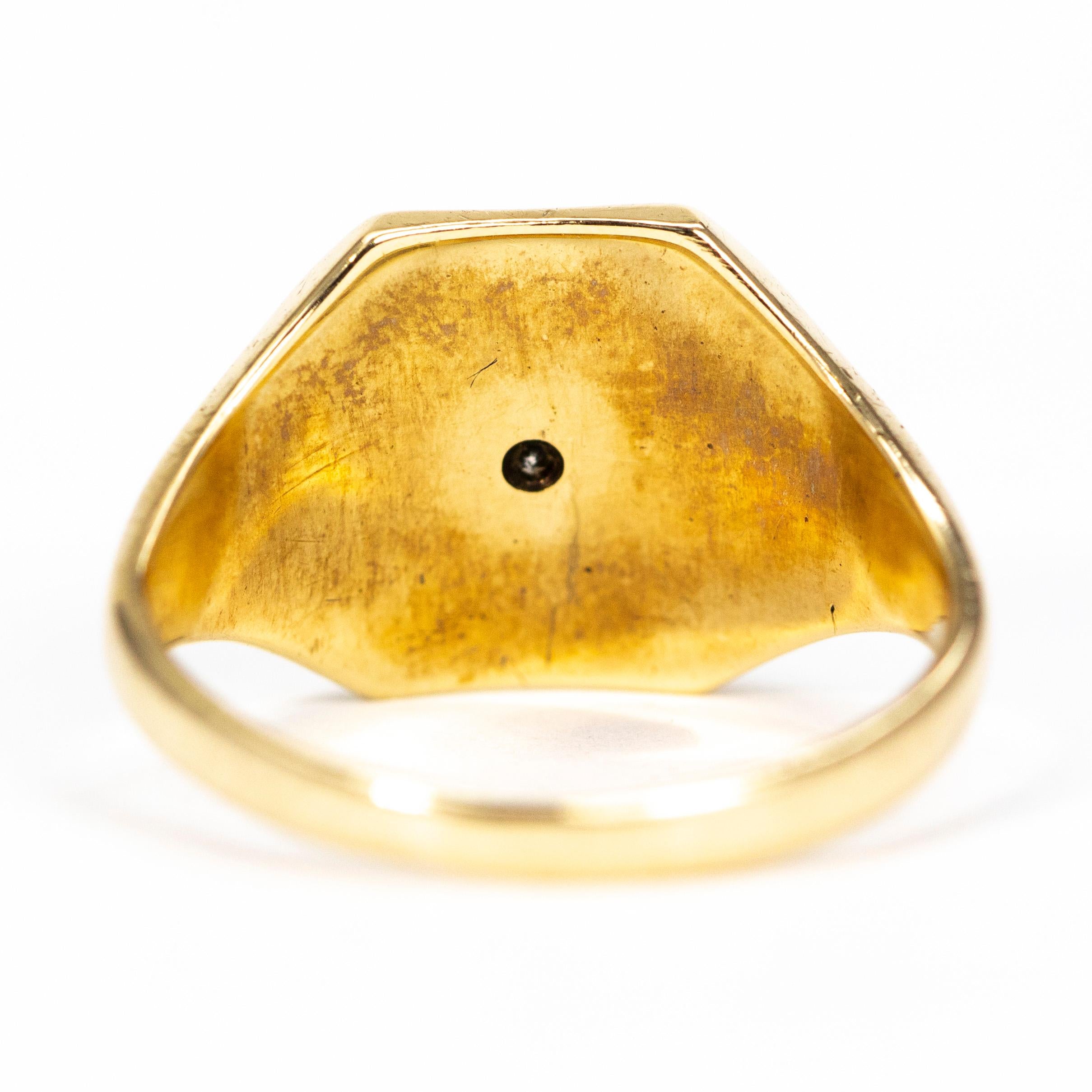 Bague vintage en or 9 carats et diamants Bon état - En vente à Chipping Campden, GB